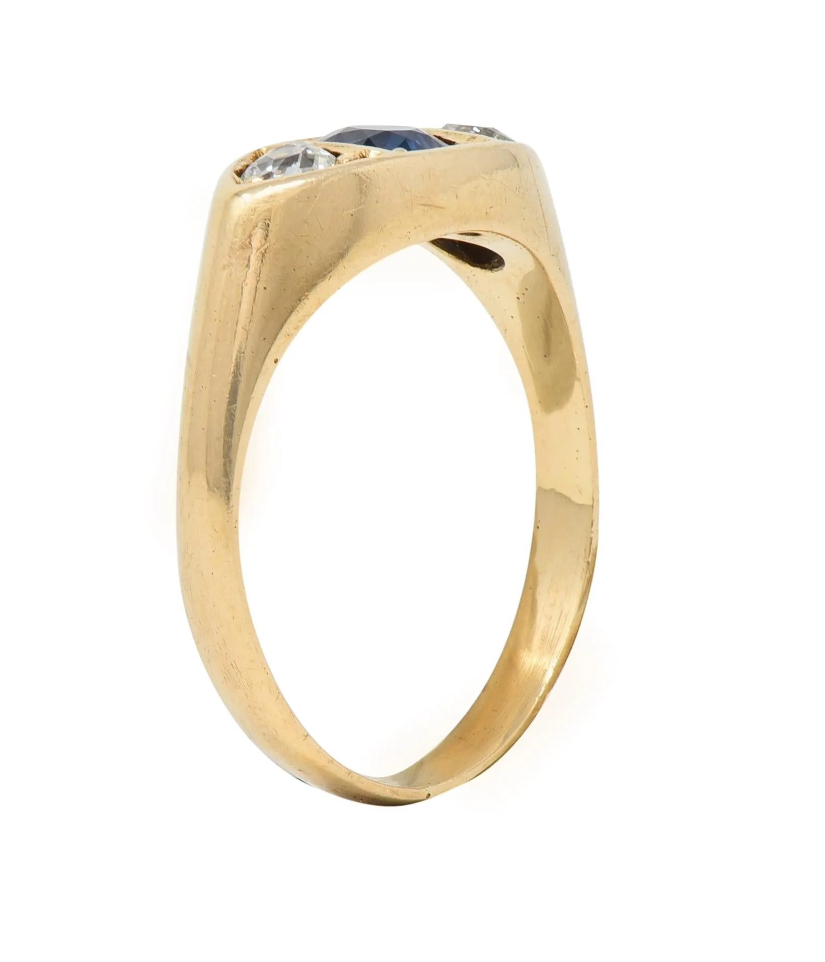 Vintage 1960s Sapphire Diamond Gold Marquise Ring