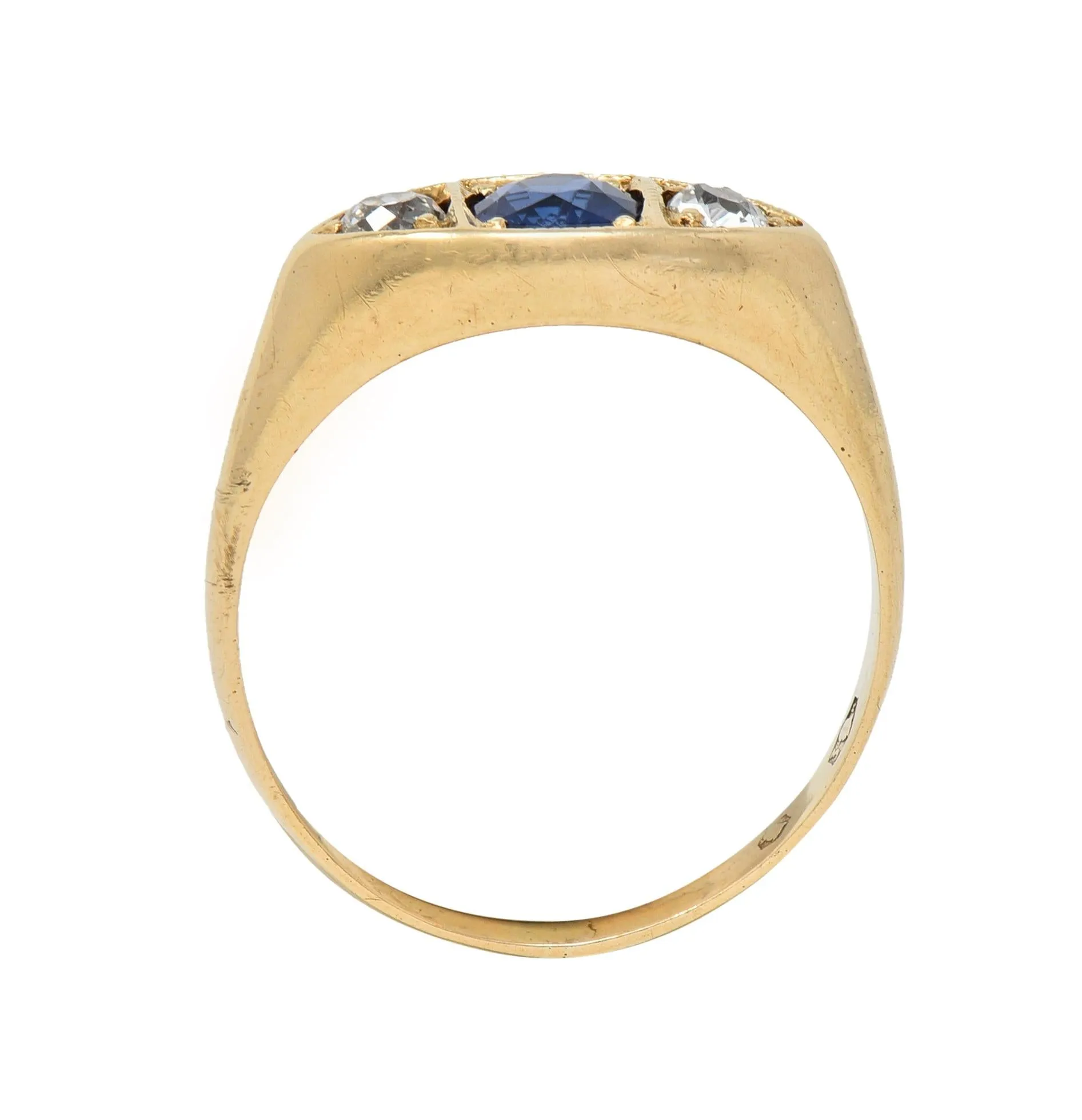 Vintage 1960s Sapphire Diamond Gold Marquise Ring