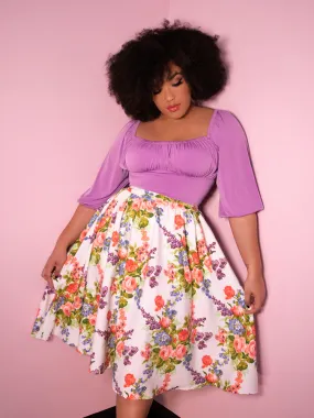 White Vintage Floral Vacation Swing Skirt