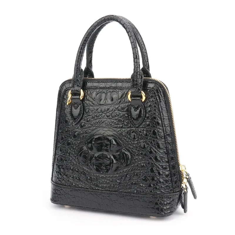 Women's Crocodile Skin Shell Shape Small Shoulder Messenger Handbag