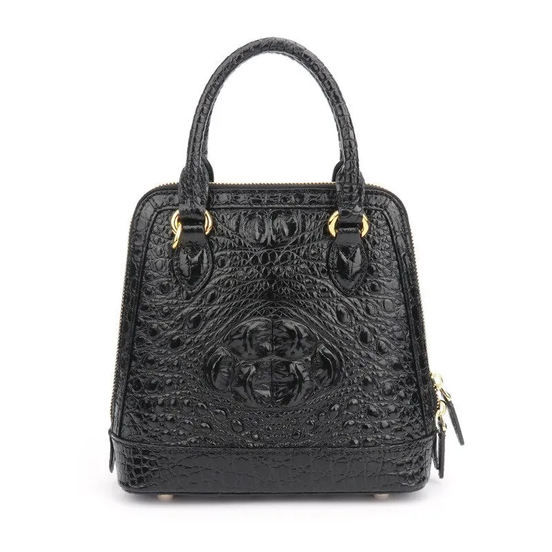 Women's Crocodile Skin Shell Shape Small Shoulder Messenger Handbag