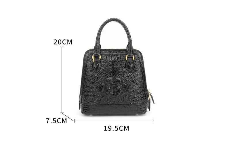 Women's Crocodile Skin Shell Shape Small Shoulder Messenger Handbag