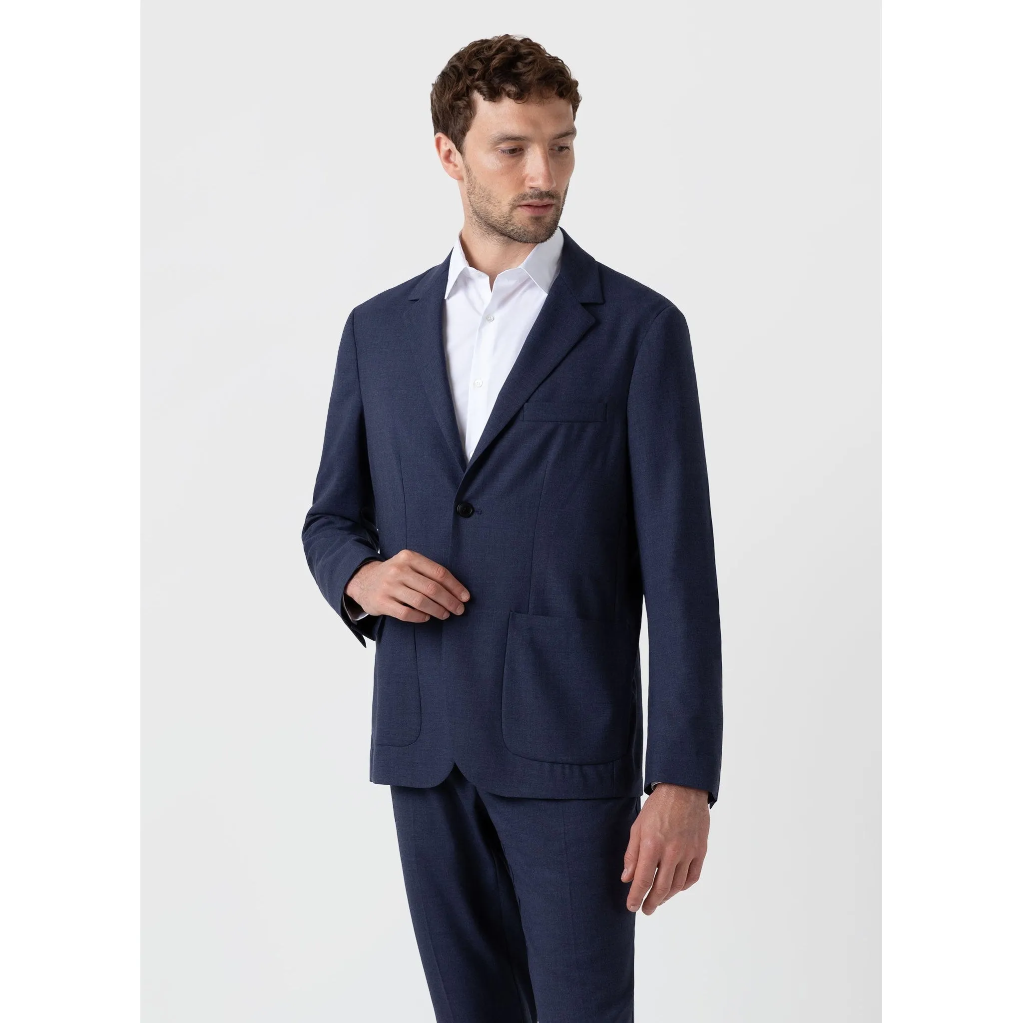 Wool Blazer | Men | Blue Melange