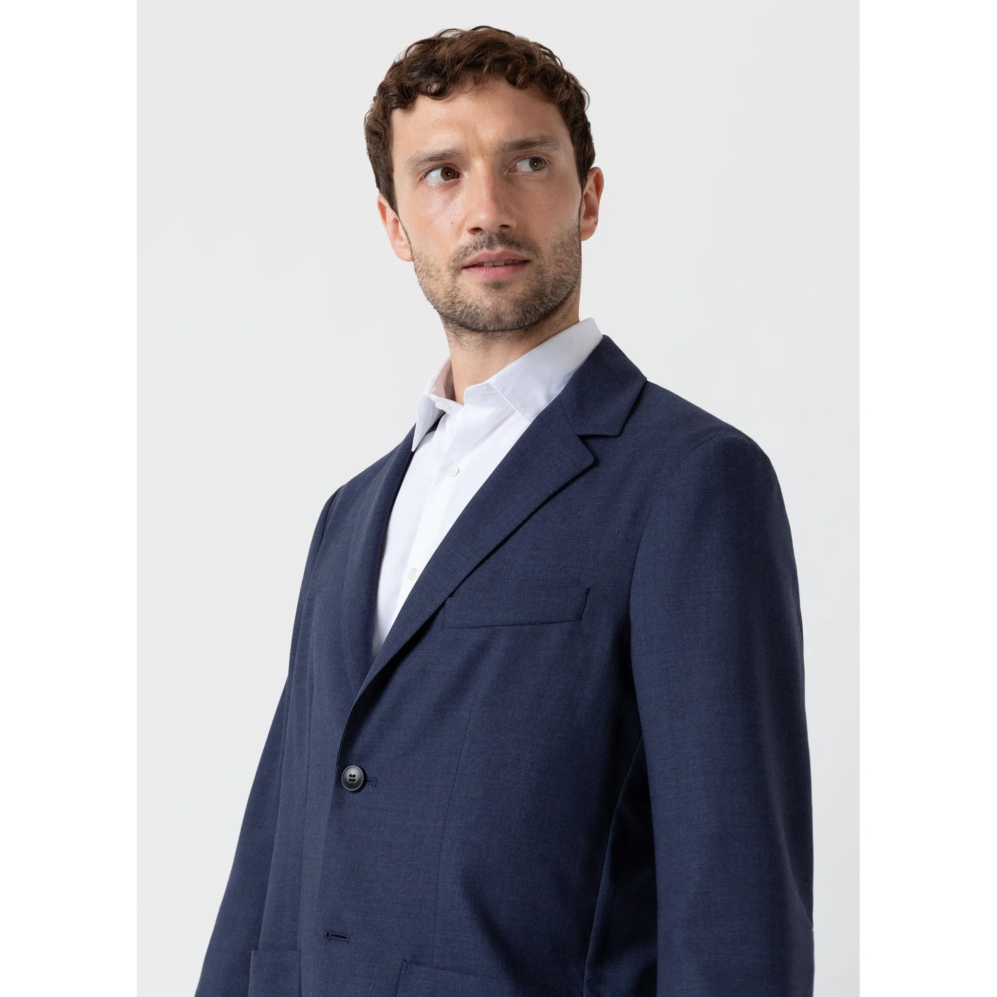 Wool Blazer | Men | Blue Melange