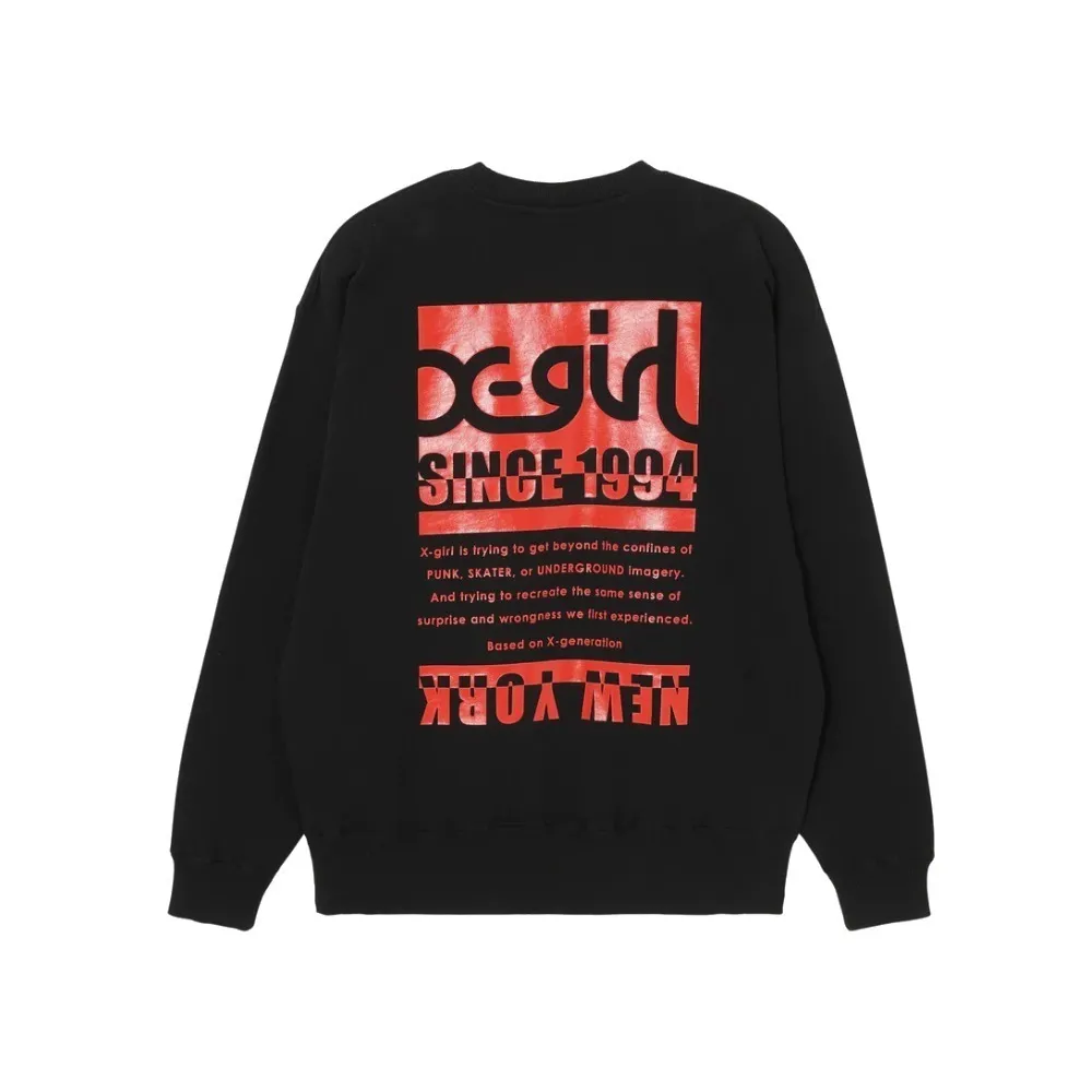 X-girl | Crew Neck Unisex Sweat Street Style Long Sleeves Plain - Women's Clothing