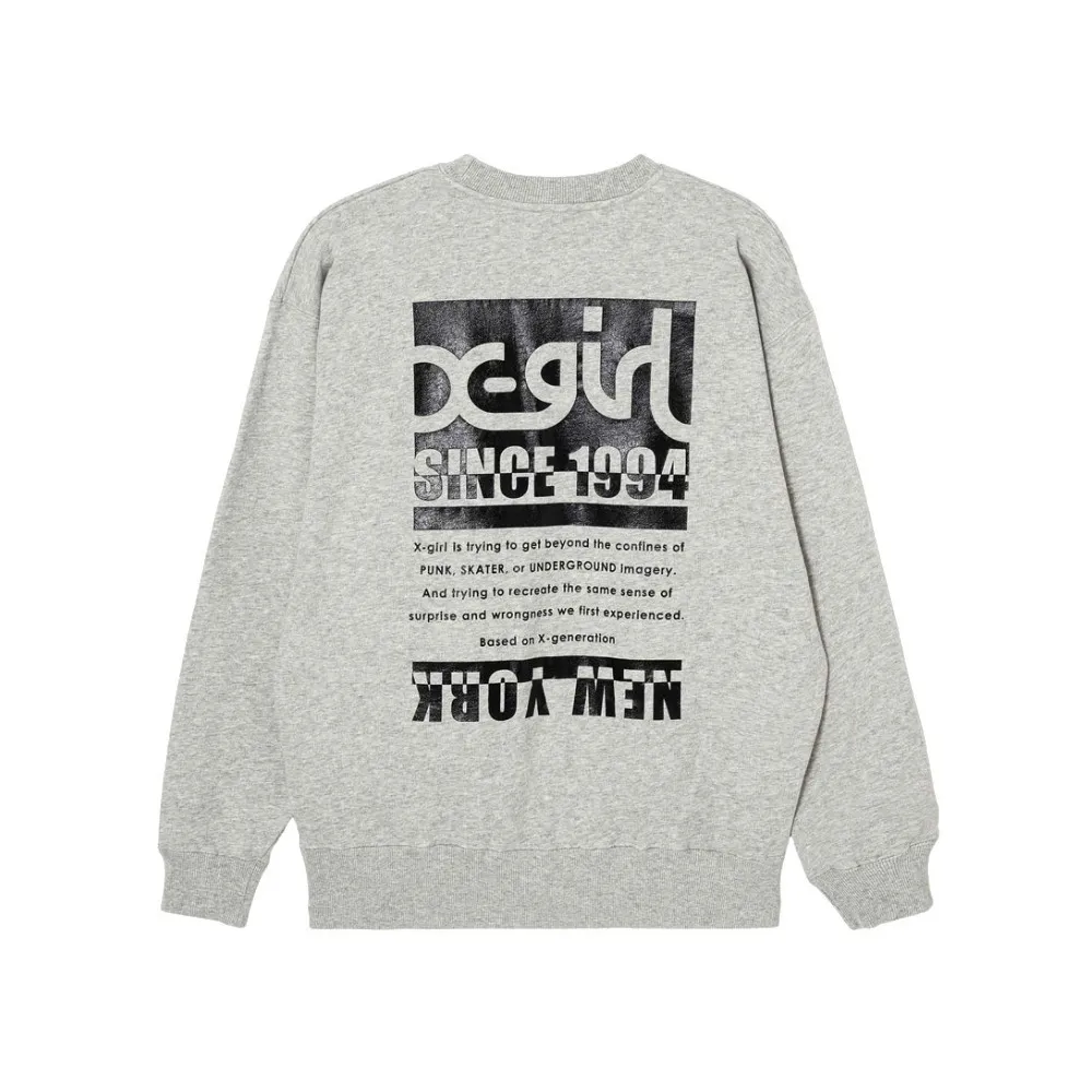 X-girl | Crew Neck Unisex Sweat Street Style Long Sleeves Plain - Women's Clothing