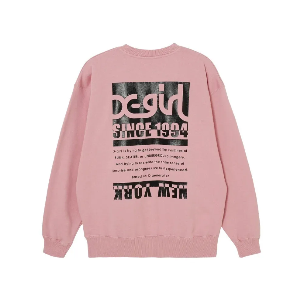 X-girl | Crew Neck Unisex Sweat Street Style Long Sleeves Plain - Women's Clothing